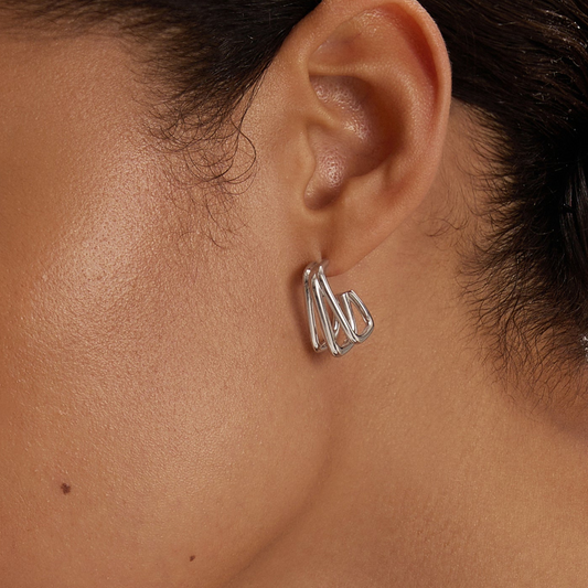 Esther Square Triple Hoop Earrings