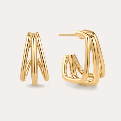 Esther Square Triple Hoop Earrings