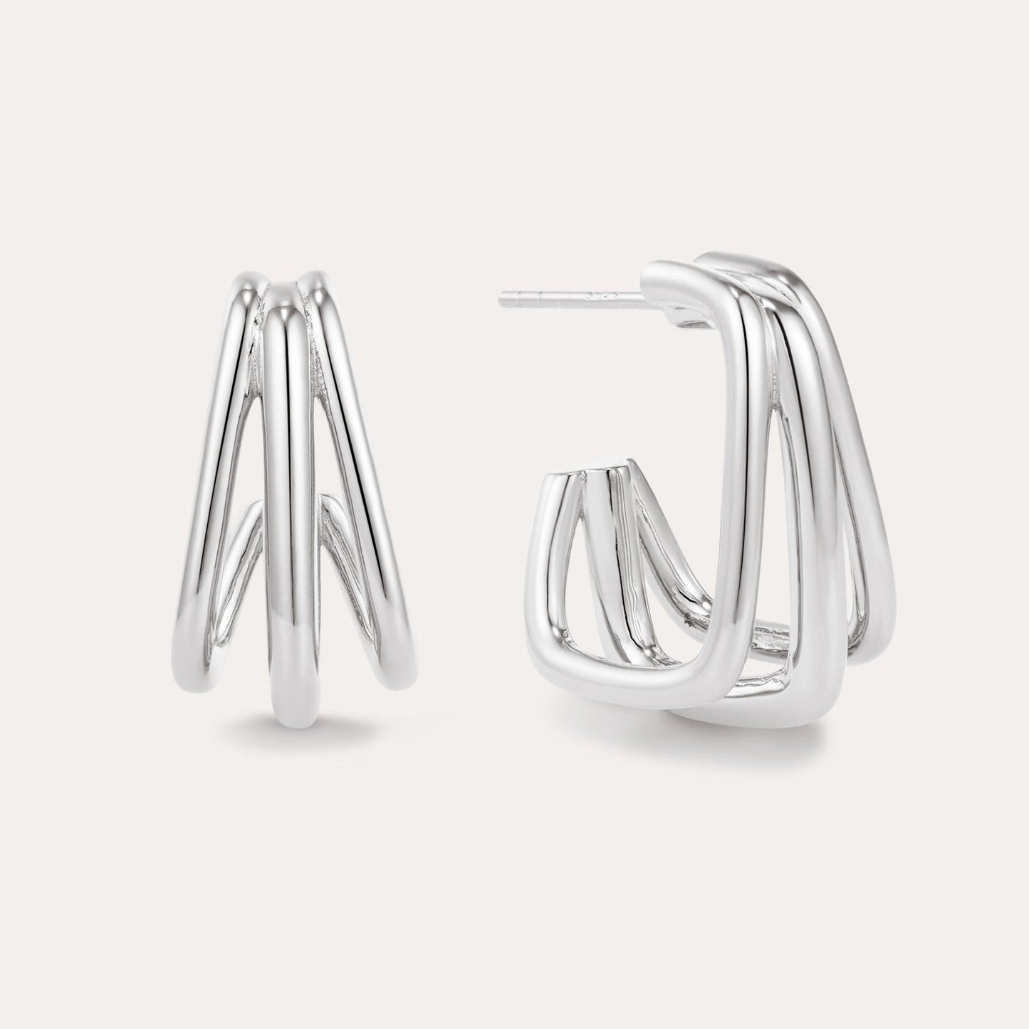 Esther Square Triple Hoop Earrings