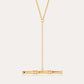 Bamboo Crystal T-Bar Lariat Necklace