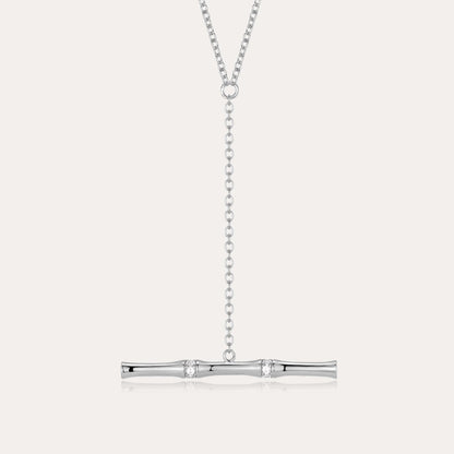 Bamboo Crystal T-Bar Lariat Necklace